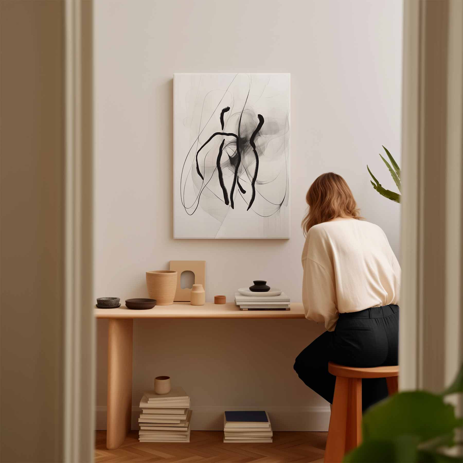 Dansende Lijnen in Mist Kunstwerk-canvas-dibond-plexiglas-wanddecoratie-WallArtistic