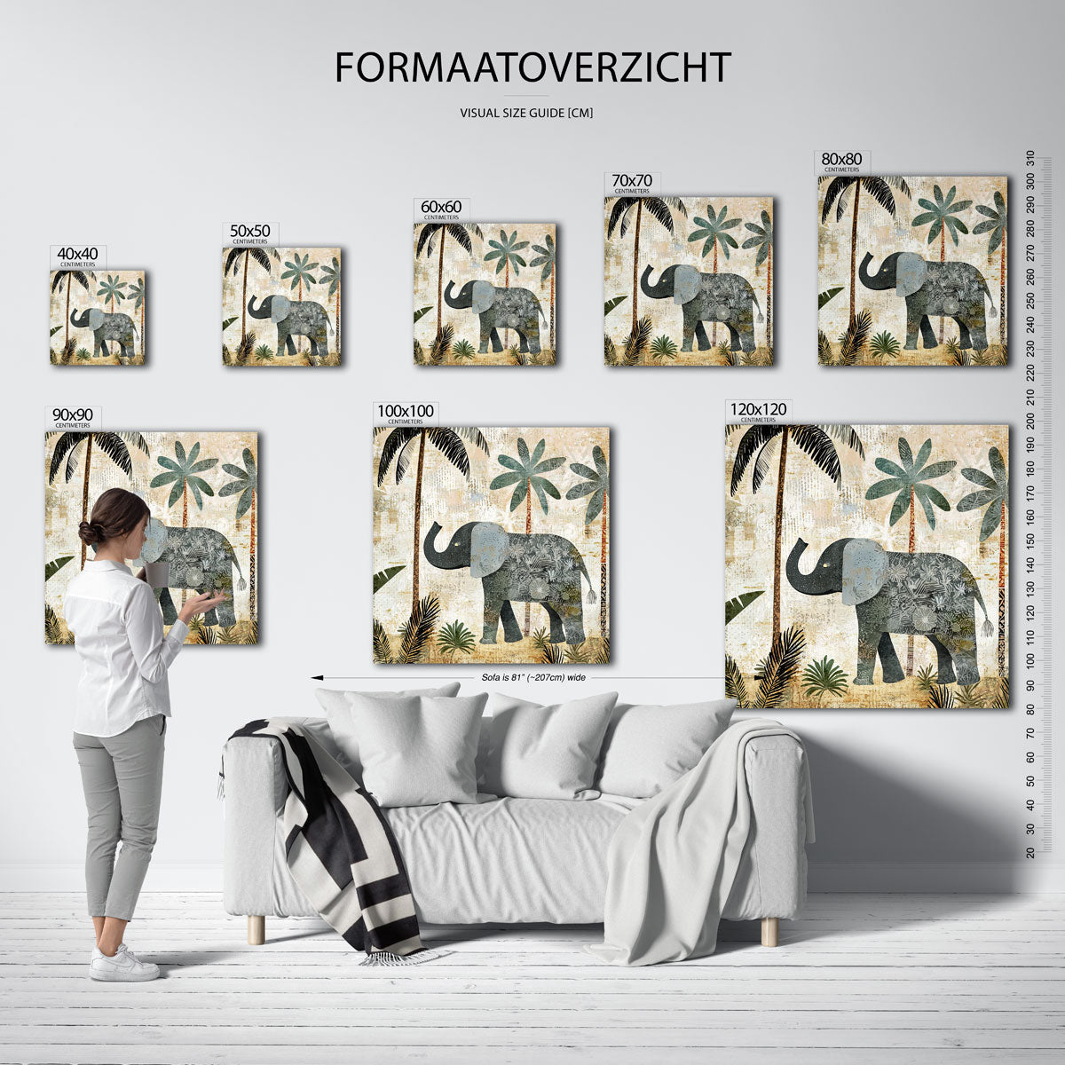 Olifant en palmbomen Poster