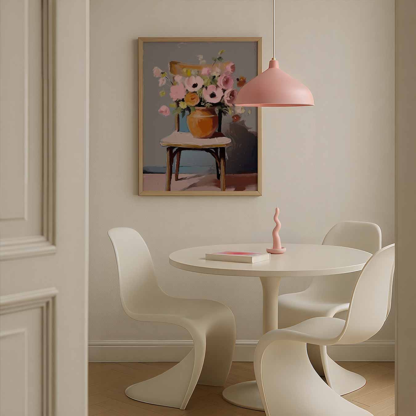 Bloemenpracht op Stoel Poster-WallArtistic