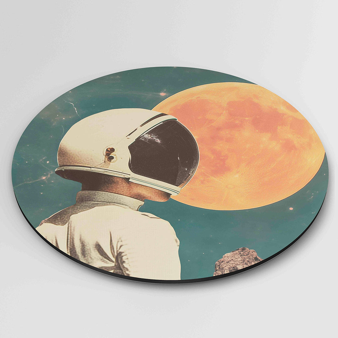 Astronaut en maan Muurcirkel