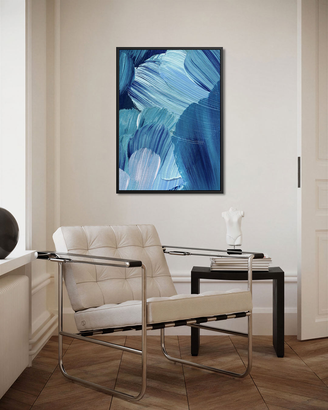 Dynamische blauwe beweging Kunstwerk
