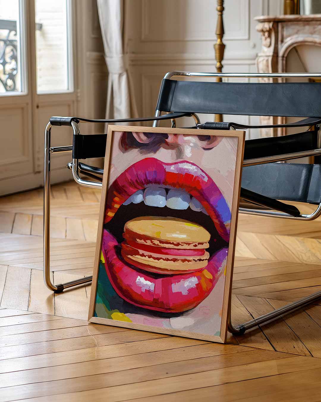 Kleurrijke Lippen Met Macaron Poster-WallArtistic