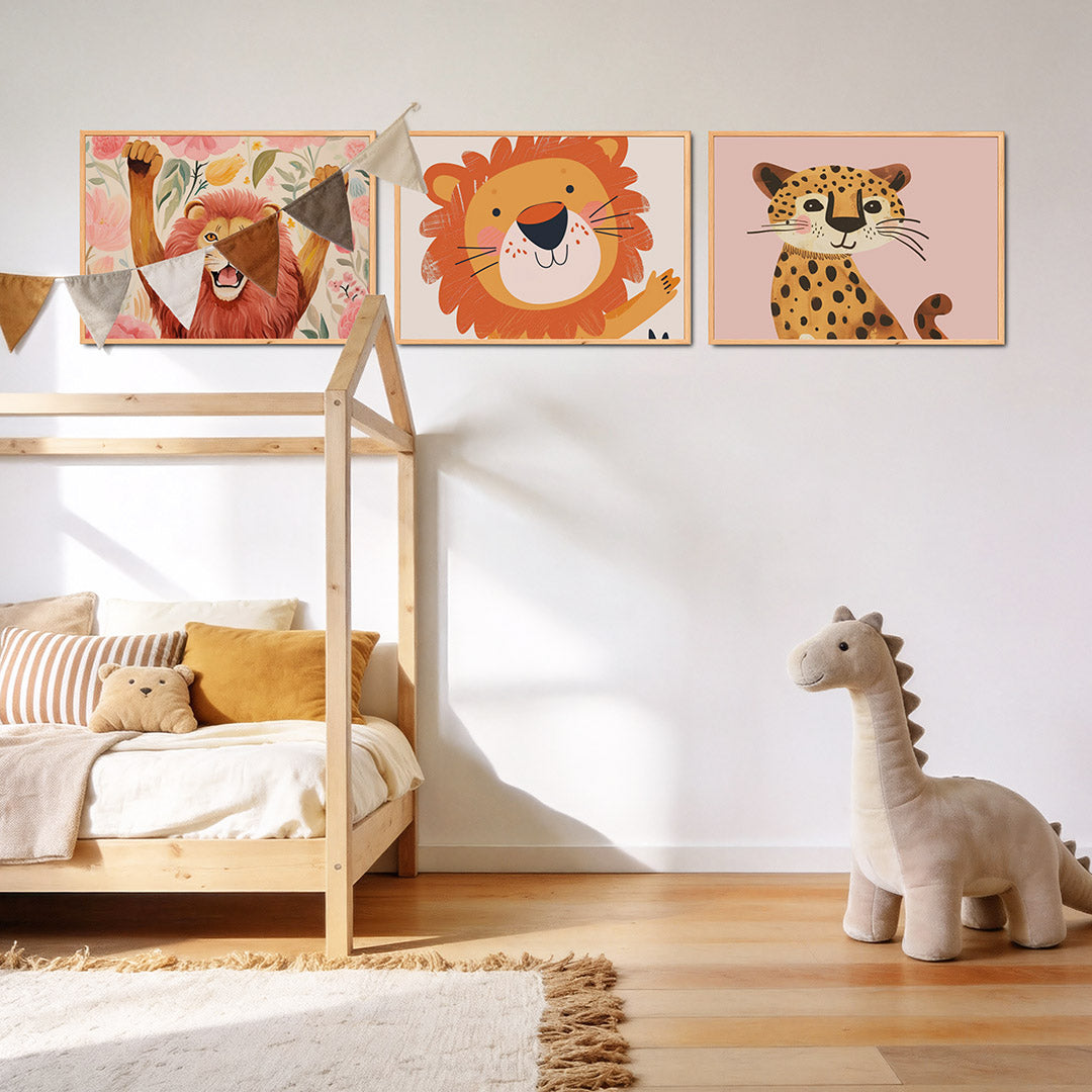 Leeuw en bloemen Posterset