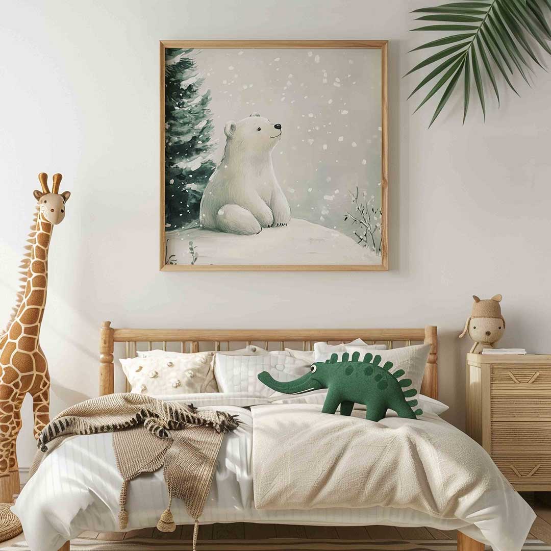 Witte beer in sneeuw Poster