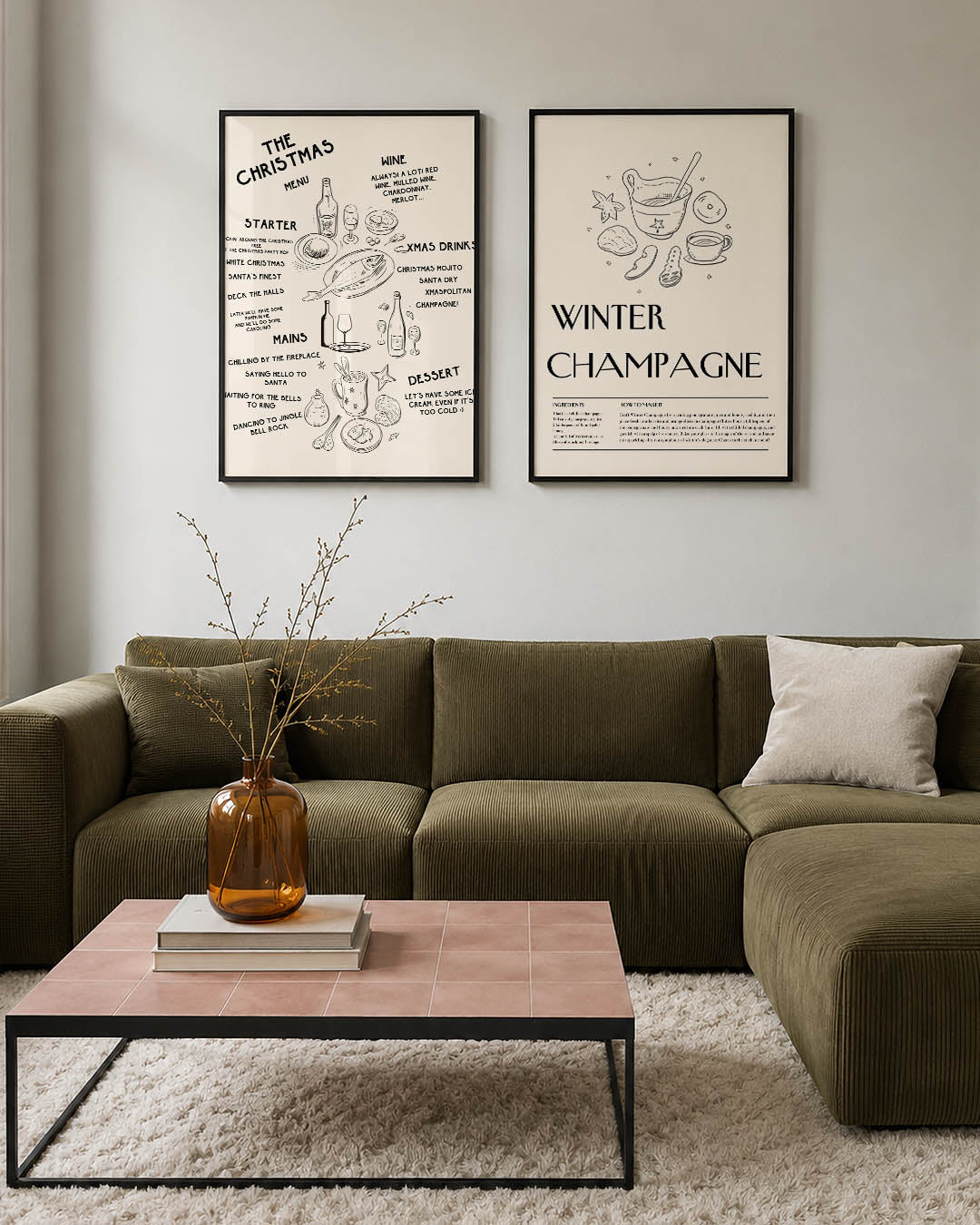 Feestelijke kerstmenu Posterset