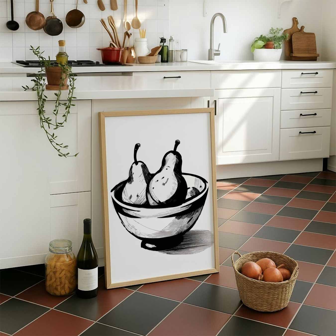 Stijlvolle Perentekening Poster-WallArtistic