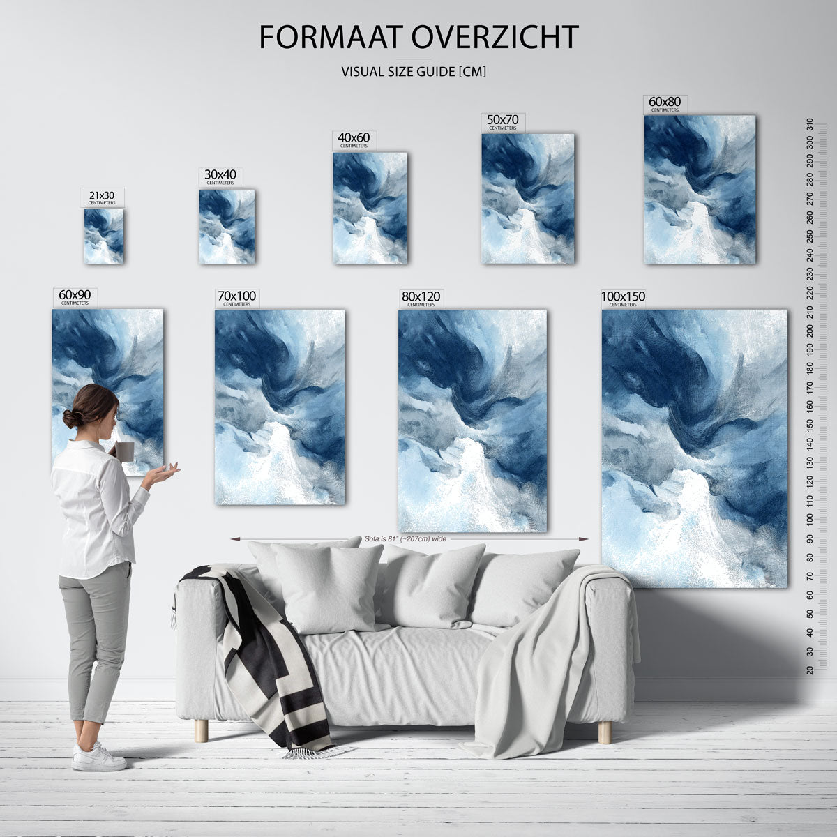 Abstracte blauwe vormen Poster