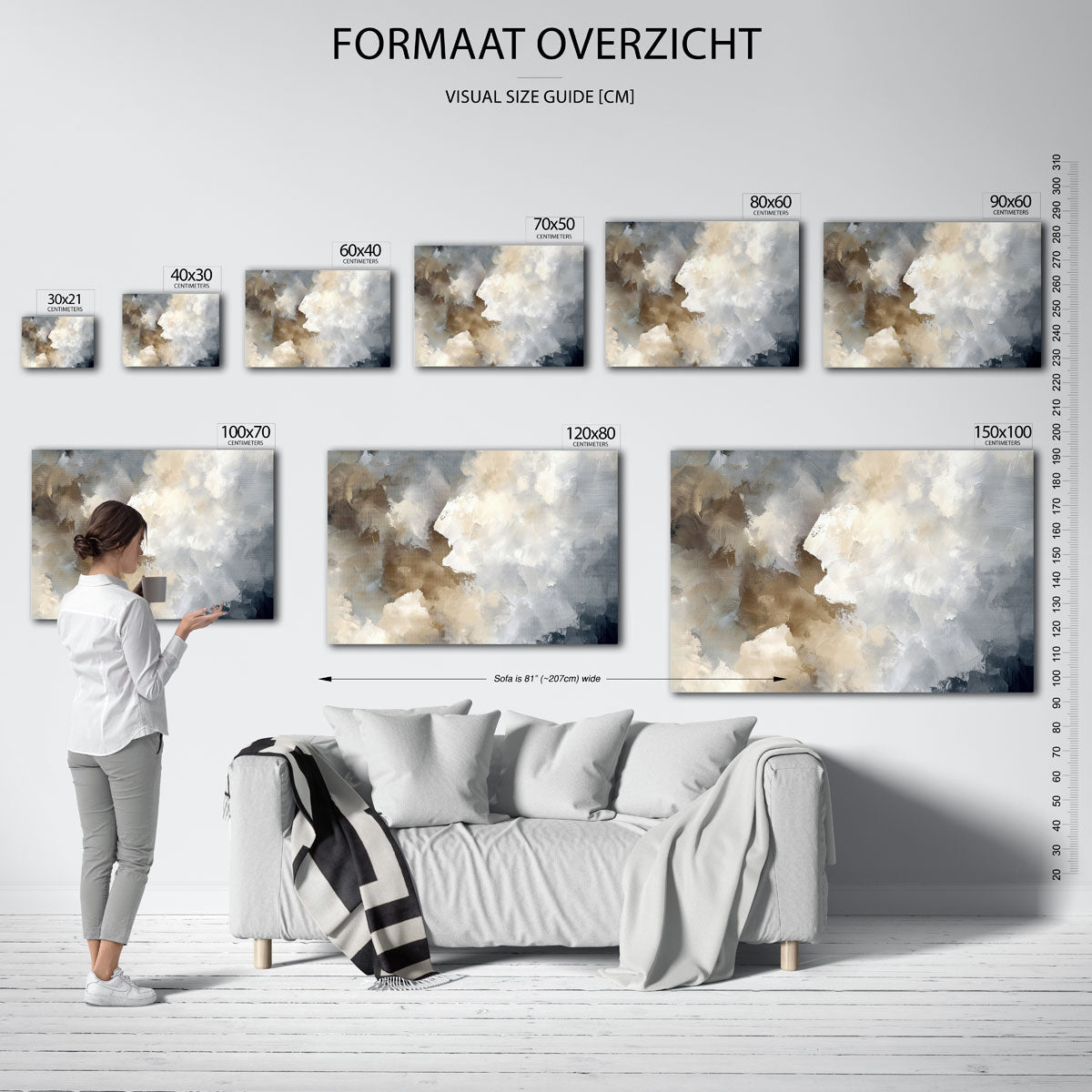 Abstracte beige en grijze Poster