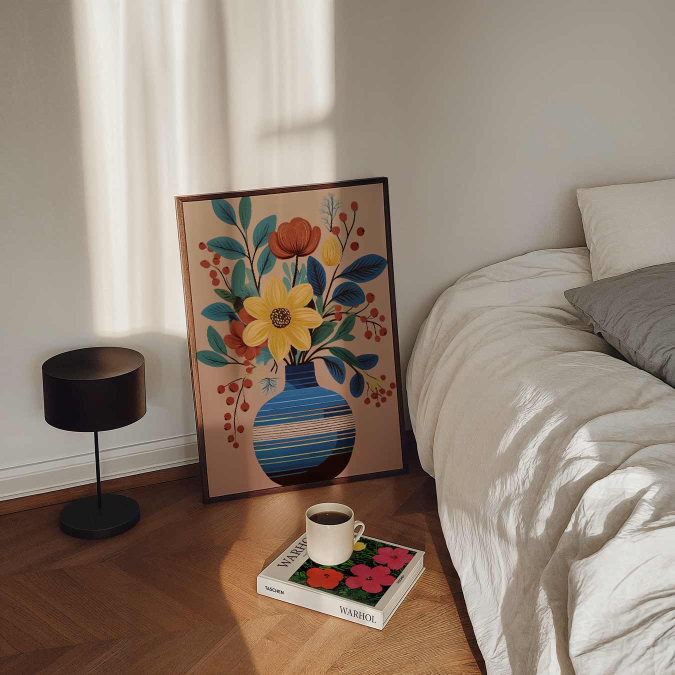 Bloemenpracht in Blauwe Vaas Poster-WallArtistic