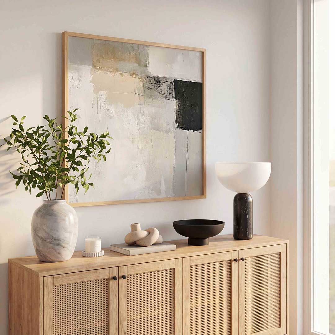 Abstracte beige en zwarte Poster