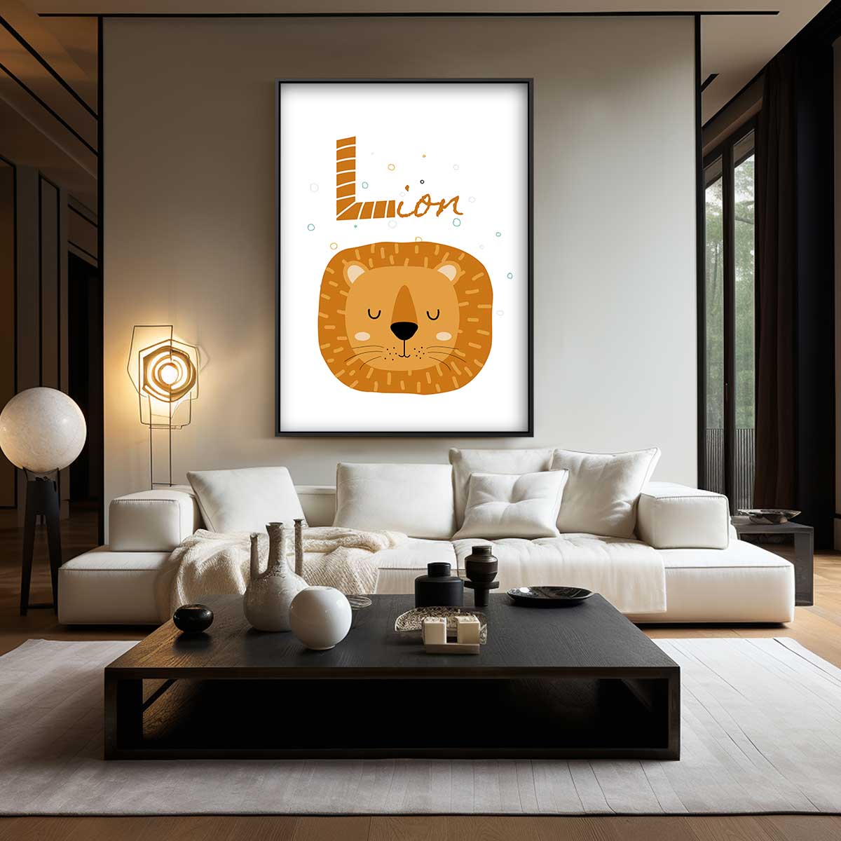 Schattige Slapende Leeuw Kinderposter Kunstwerk-canvas-dibond-plexiglas-wanddecoratie-WallArtistic