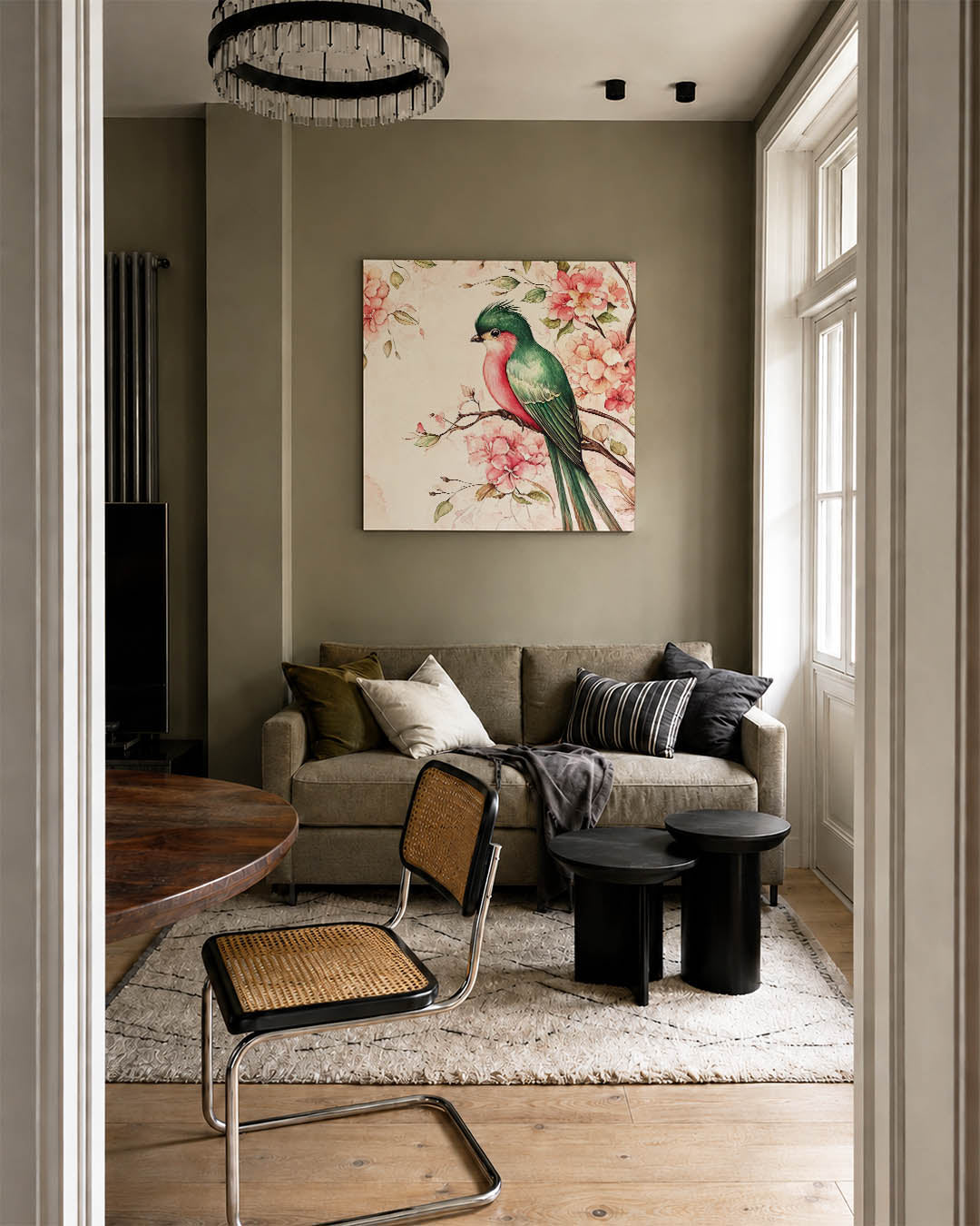 Vogel en bloemen Kunstwerk