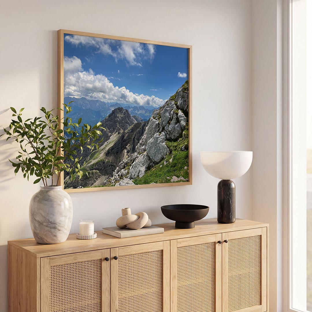 Berglandschap met wolken Poster