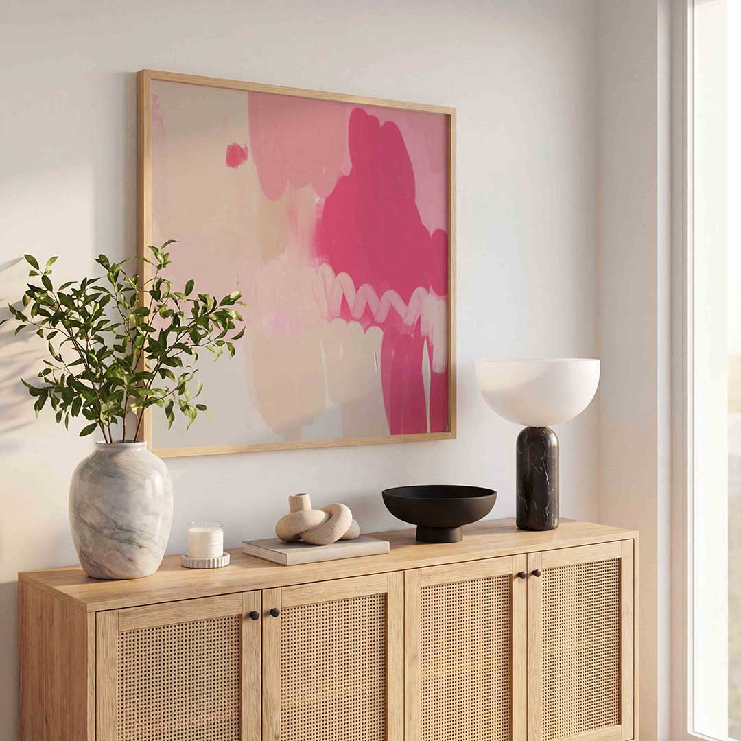 Roze en beige vormen Poster
