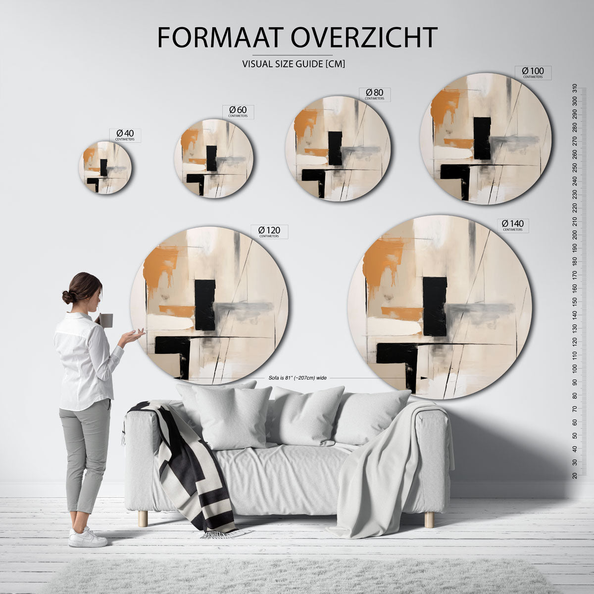 Abstracte vormen Muurcirkel