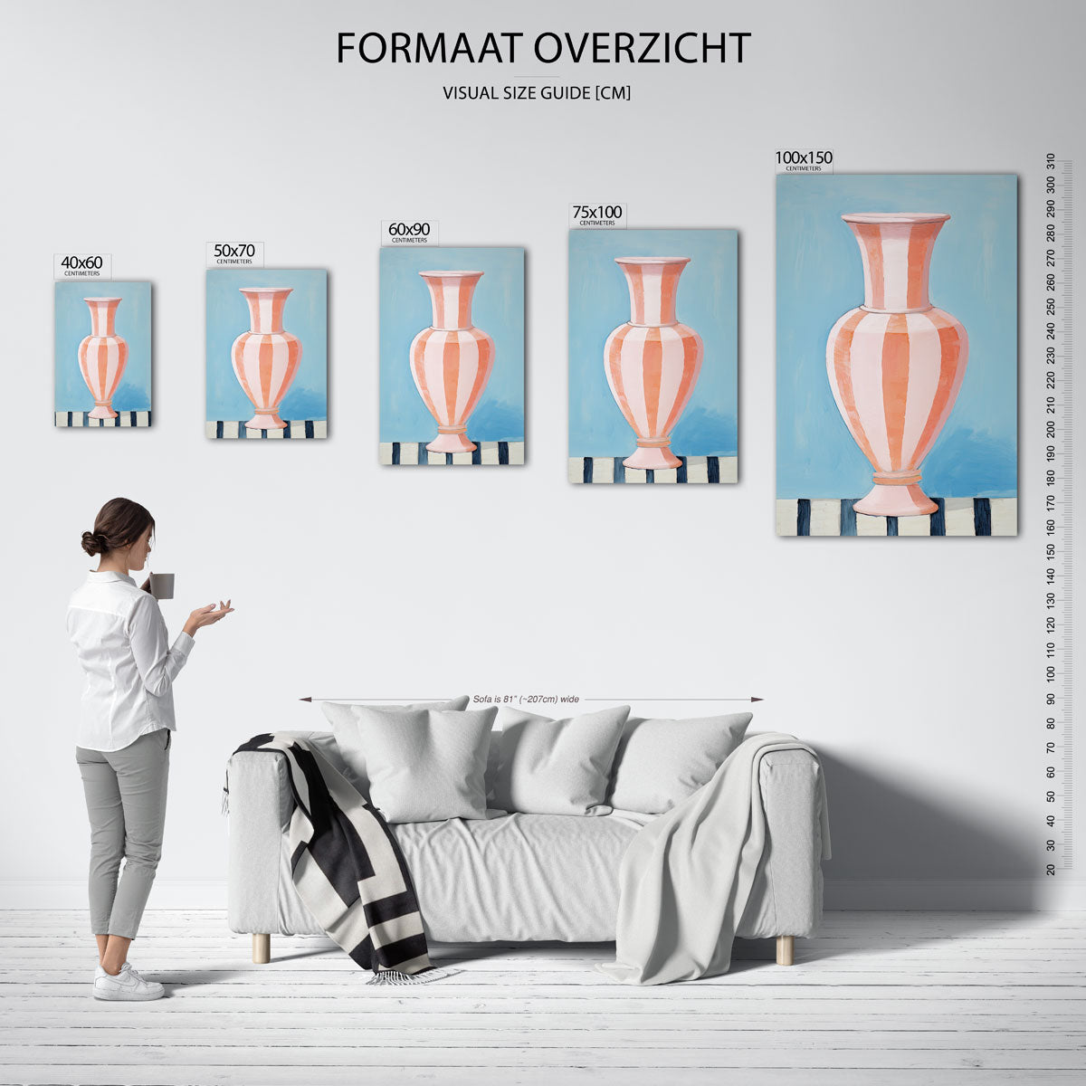 Gestreepte vaas Kunstwerk