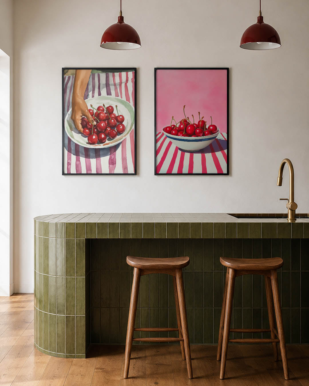 Kersen en strepen Posterset