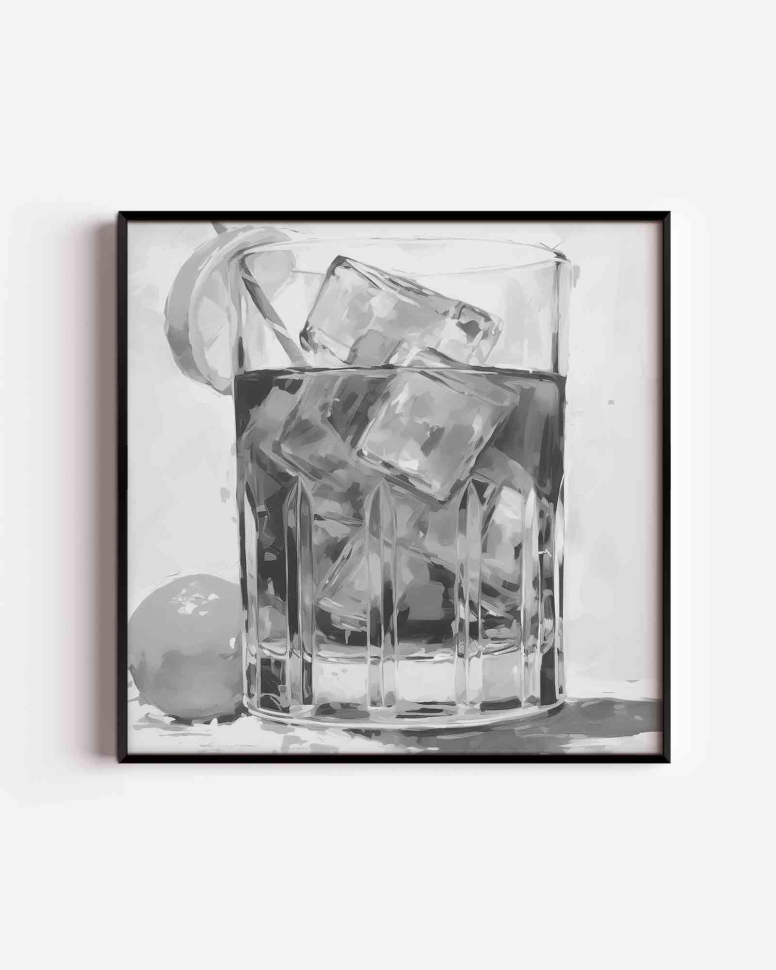 Glas met ijsblokjes Poster