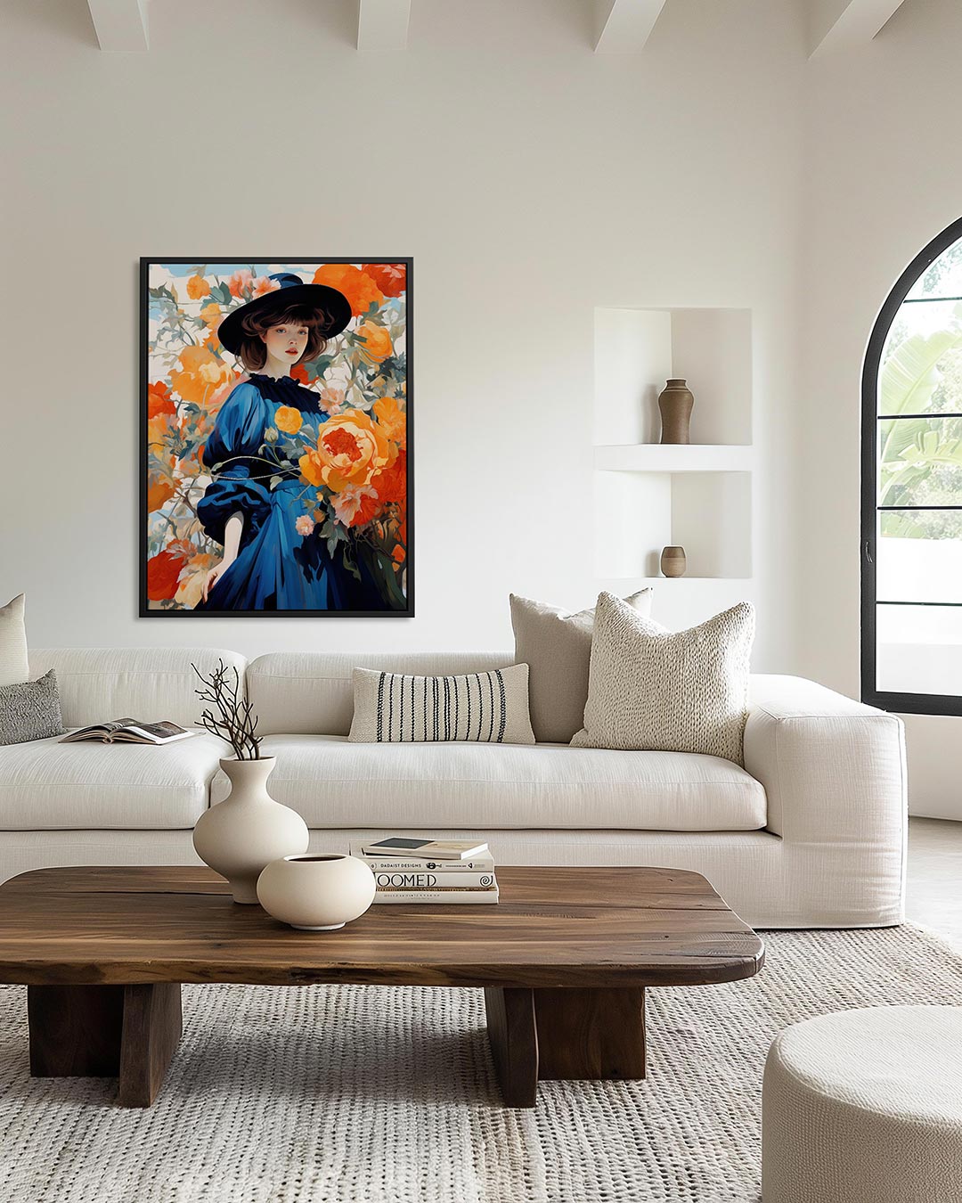 Vrouw met bloemen Kunstwerk