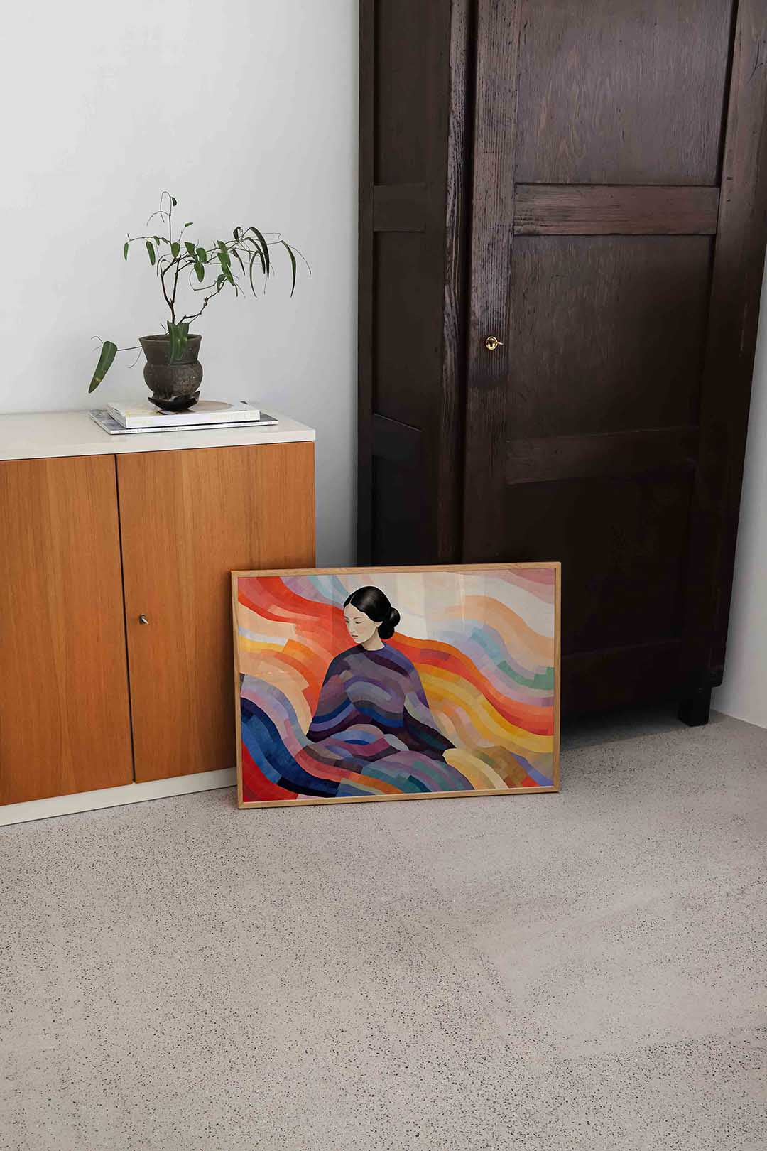 Vrouw met kleurrijke golven Poster