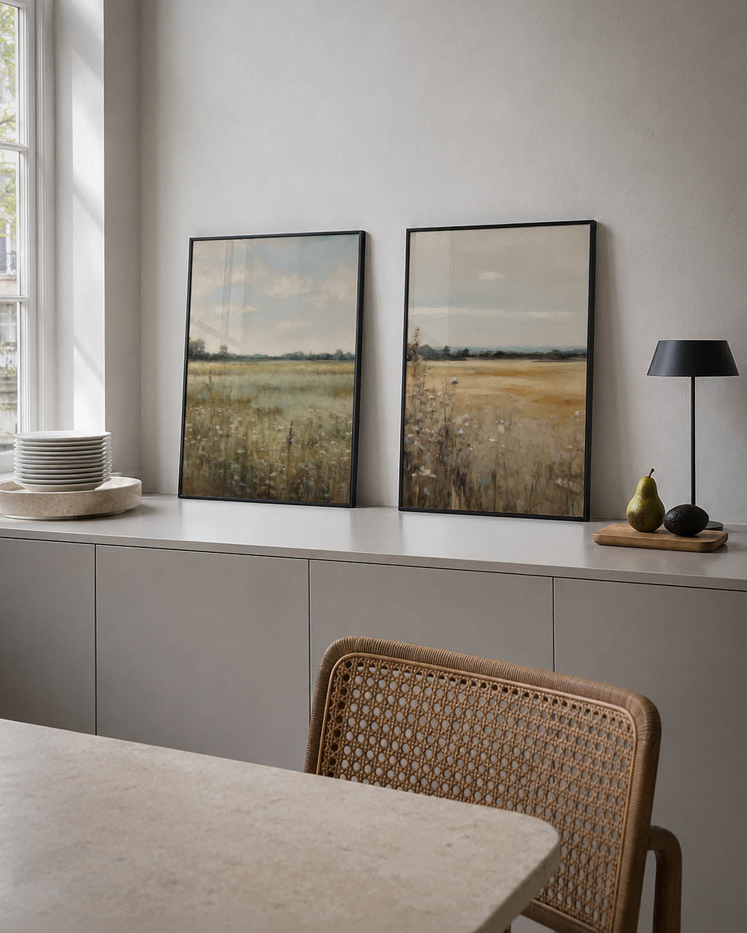 Landschap in zachte kleuren Posterset