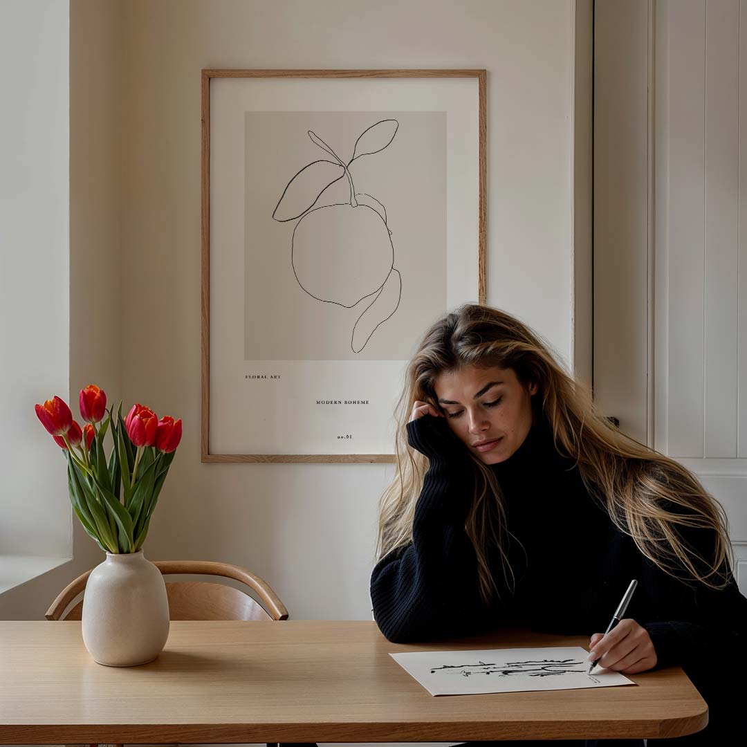 Moderne Boho Lijntekening Poster-WallArtistic