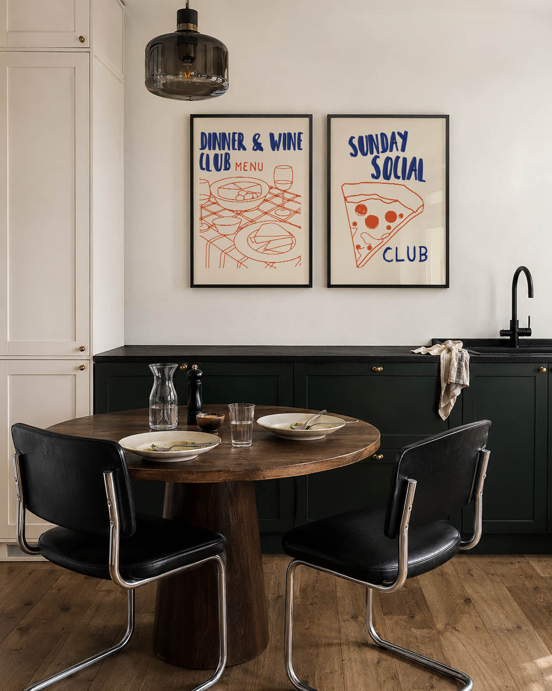 Eettafel illustratie Posterset