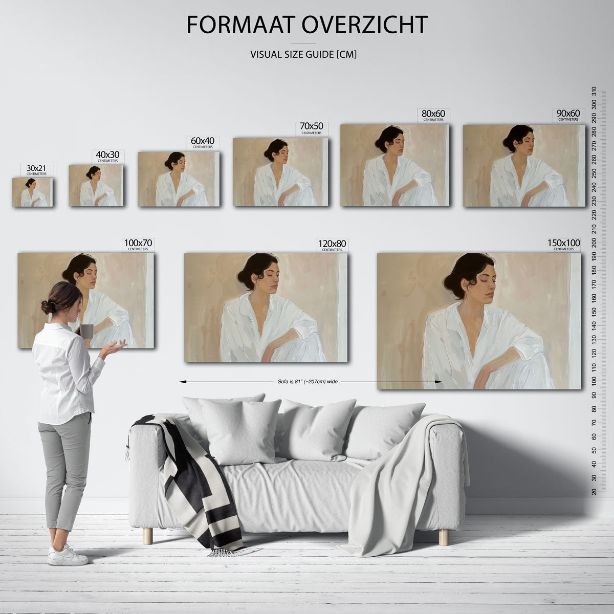 Vrouw in witte kleding Poster