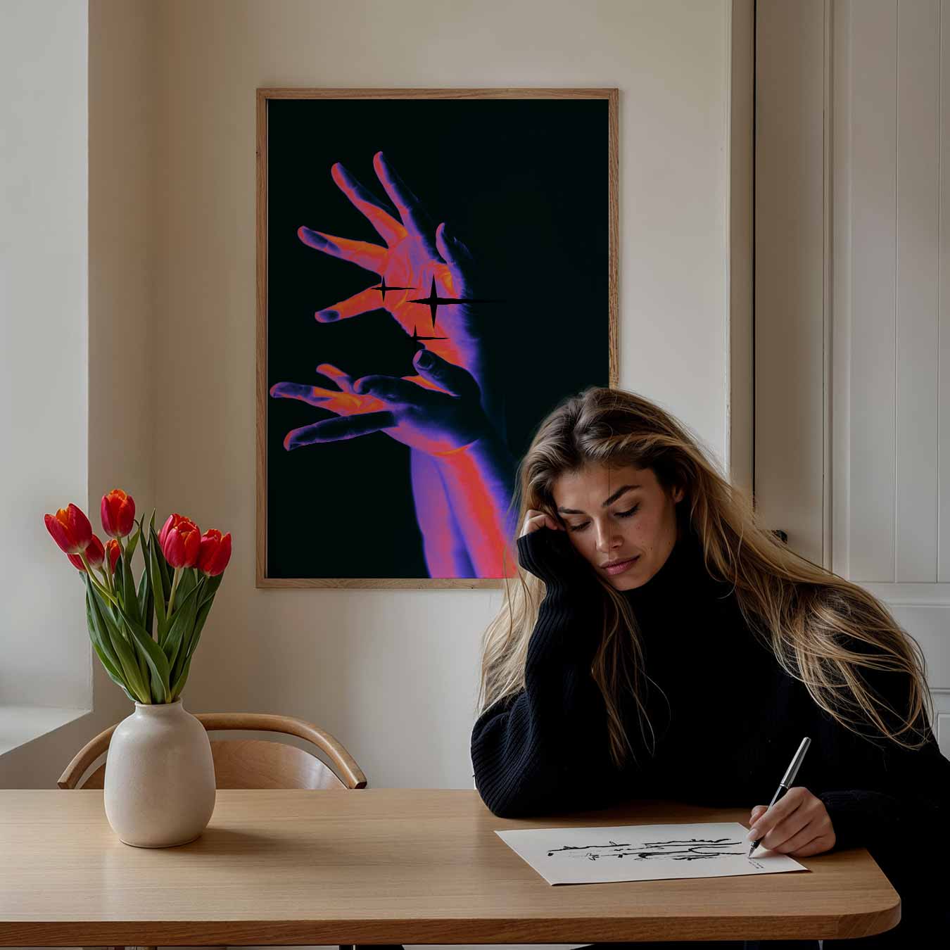 Neon Handen Poster-WallArtistic