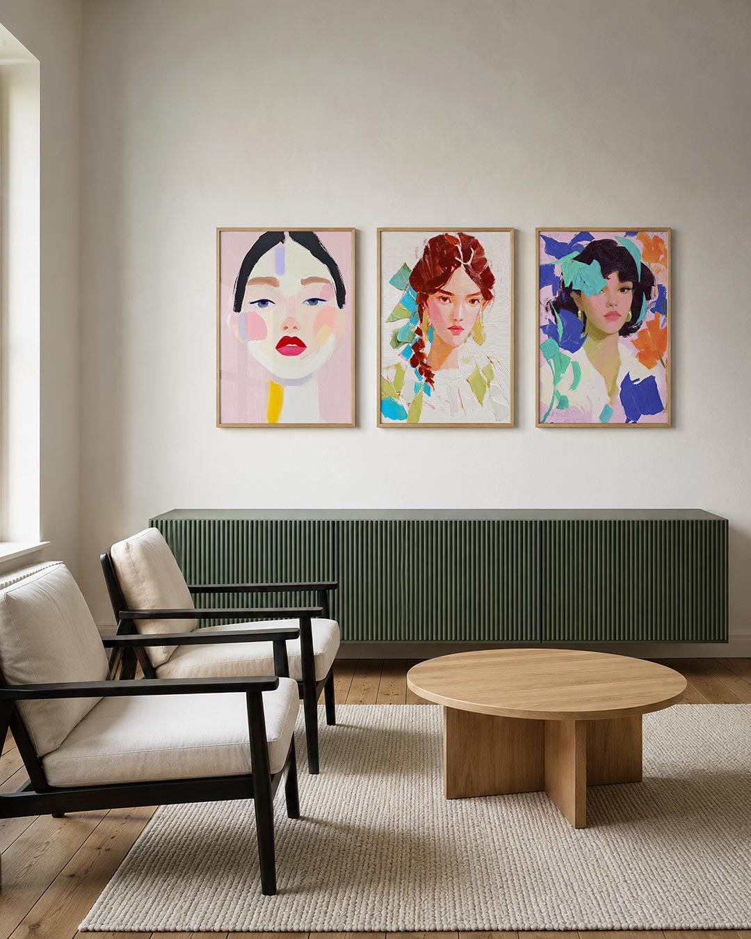 Kleurrijke portretvlakken Posterset