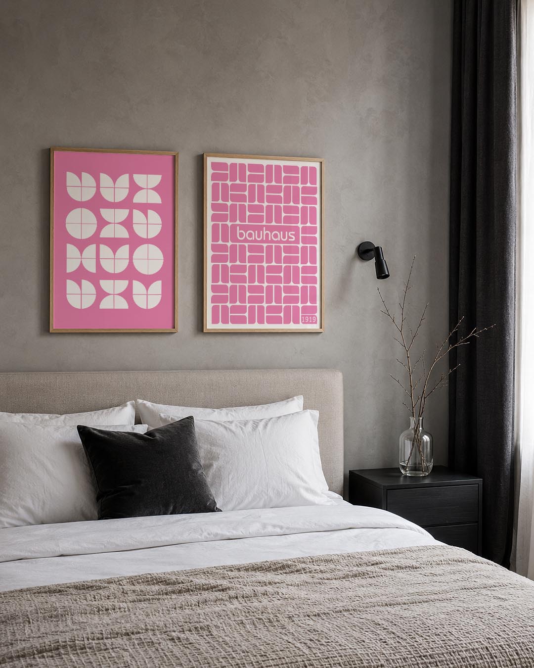 Vormenspel in roze Posterset
