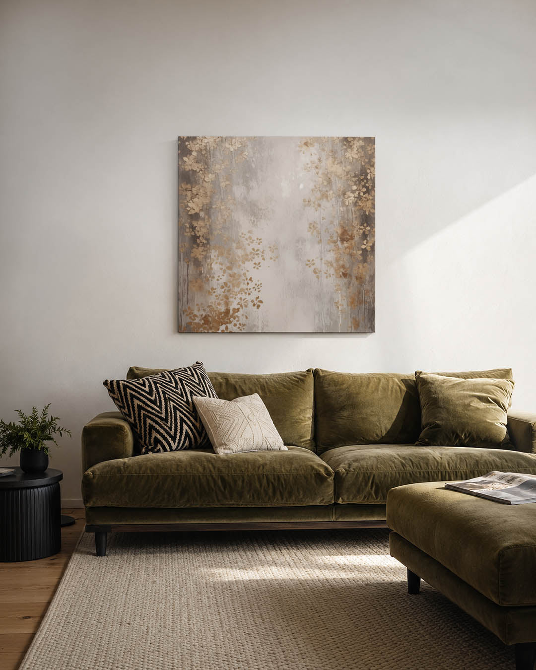 Gouden bloemmotief Kunstwerk