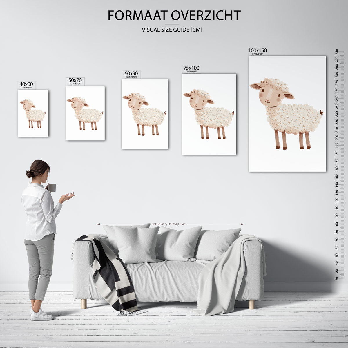 Schattig schaapje illustratie Kunstwerk