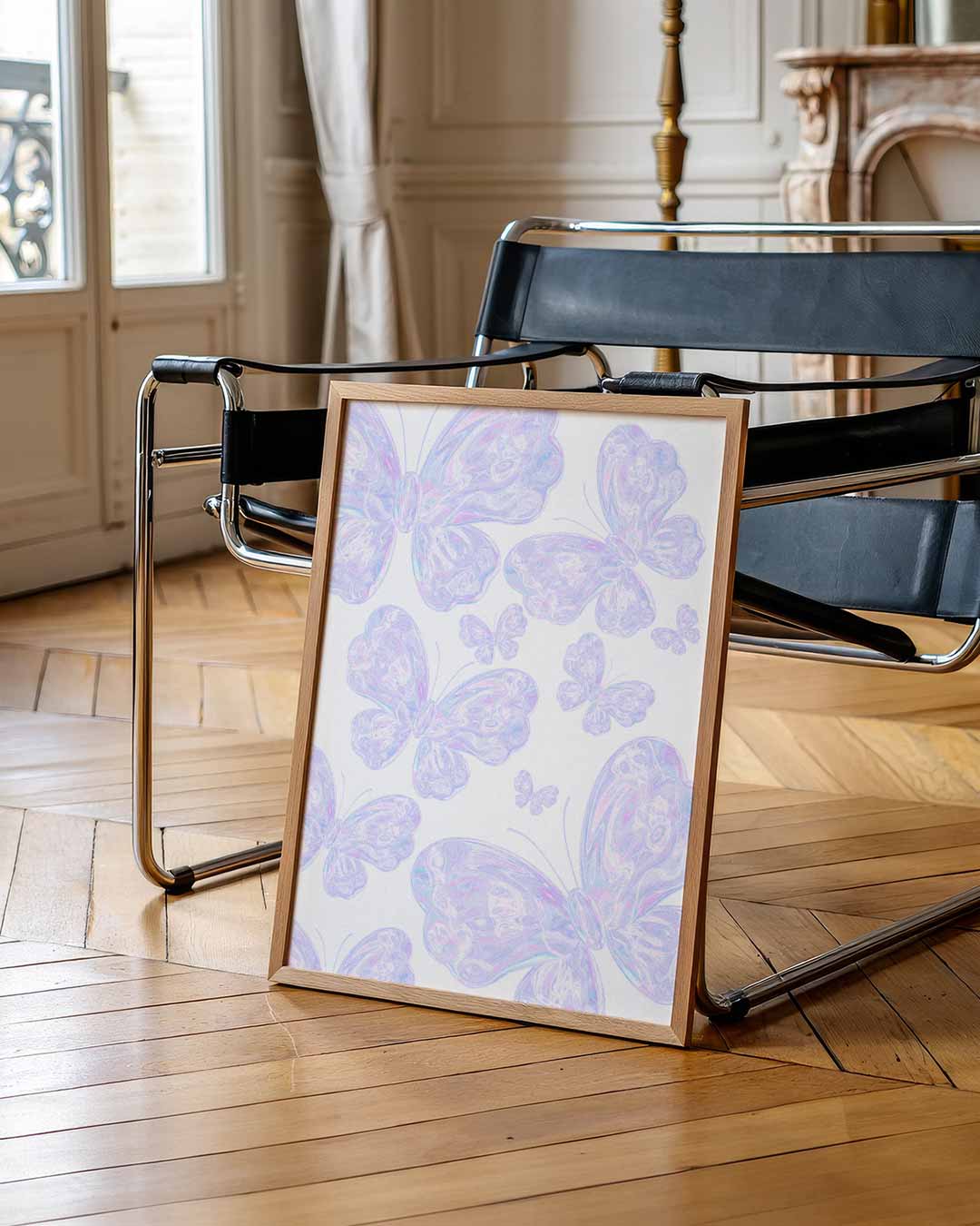 Vlinders in Pasteltinten Poster-WallArtistic
