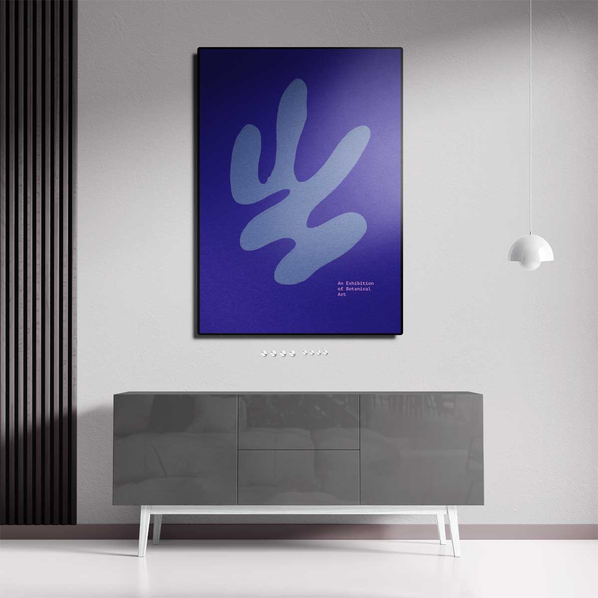 Blauwe Botanische Expressie Kunstwerk-canvas-dibond-plexiglas-wanddecoratie-WallArtistic