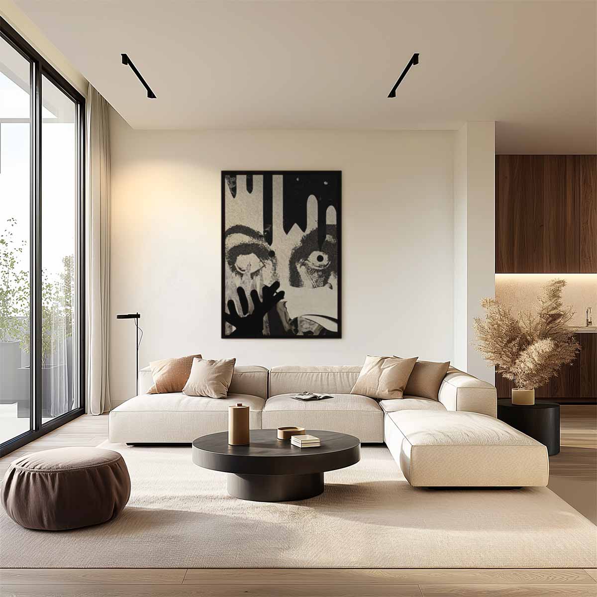 Intrigerende Blik Collage Kunstwerk-canvas-dibond-plexiglas-wanddecoratie-WallArtistic