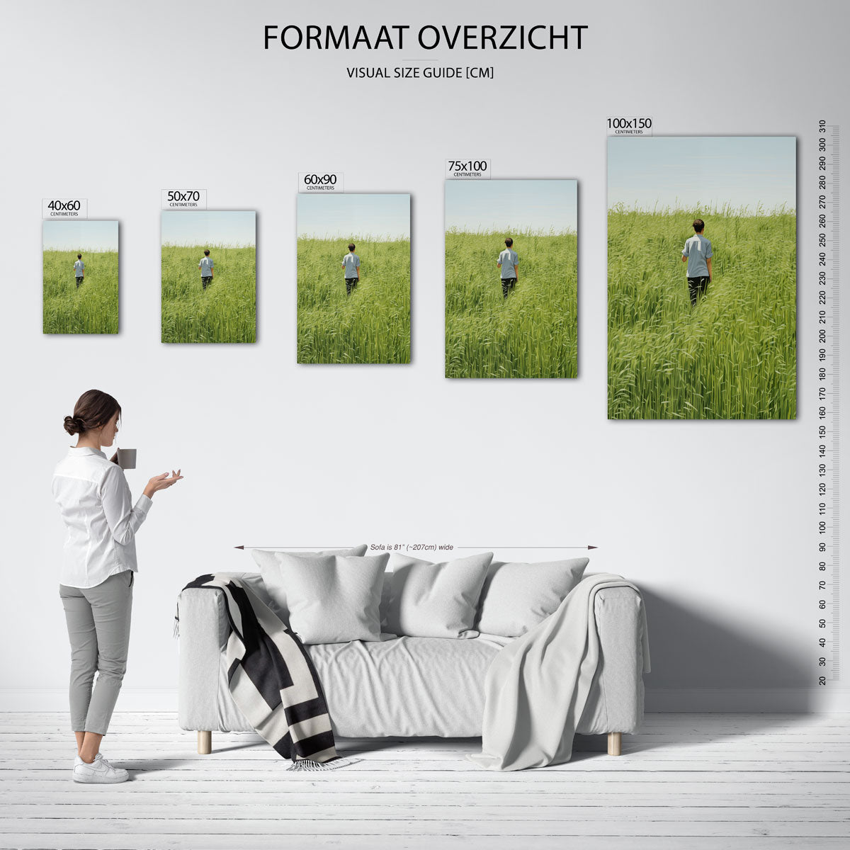Wandeling in hoog gras Kunstwerk