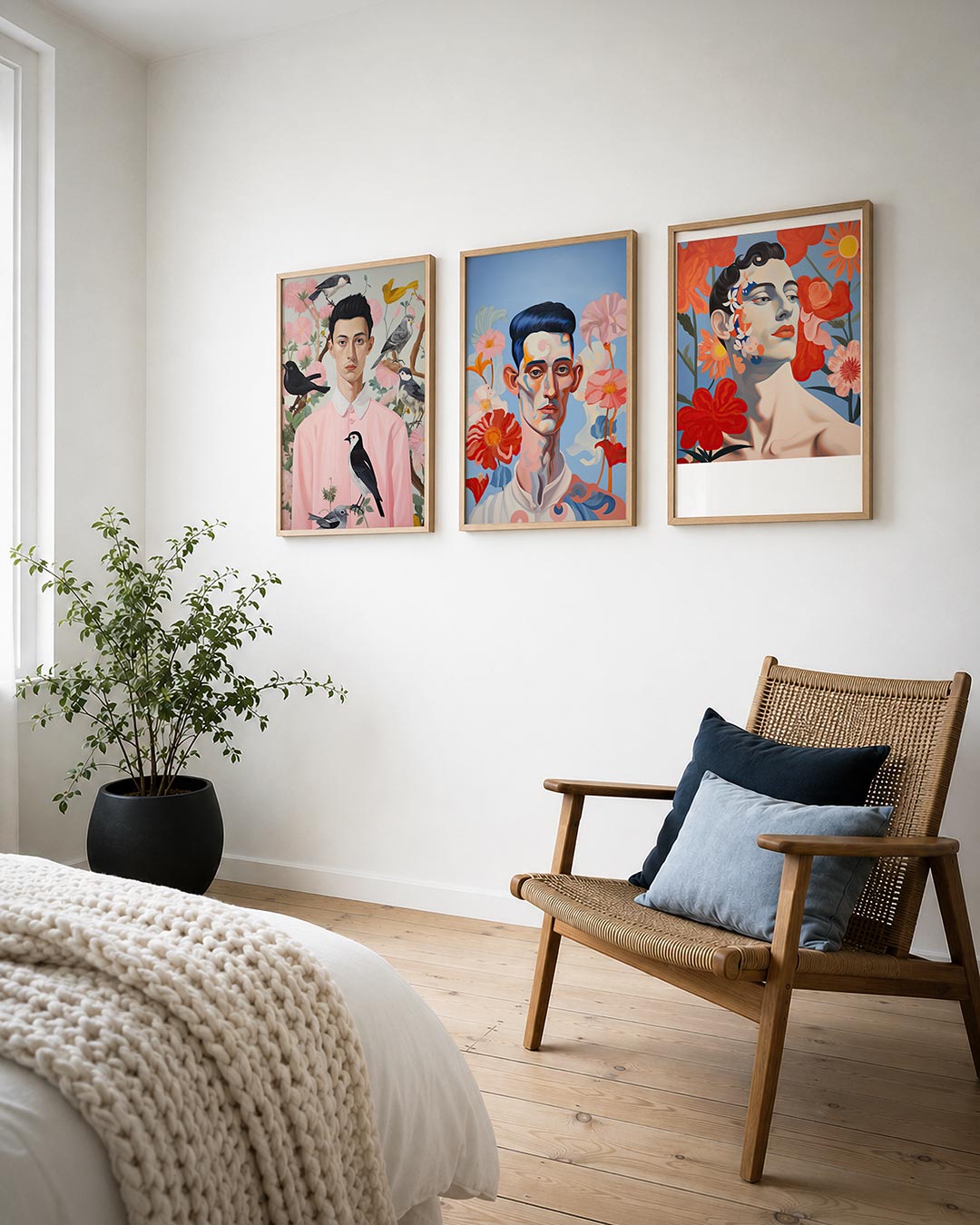 Vogels en bloemen Posterset