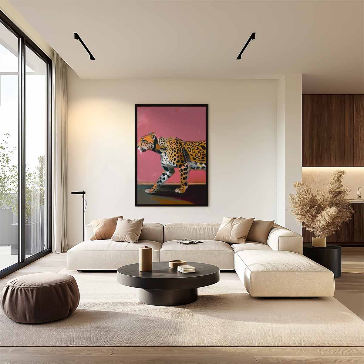 Wandeling van een Luipaard Kunstwerk-canvas-dibond-plexiglas-wanddecoratie-WallArtistic