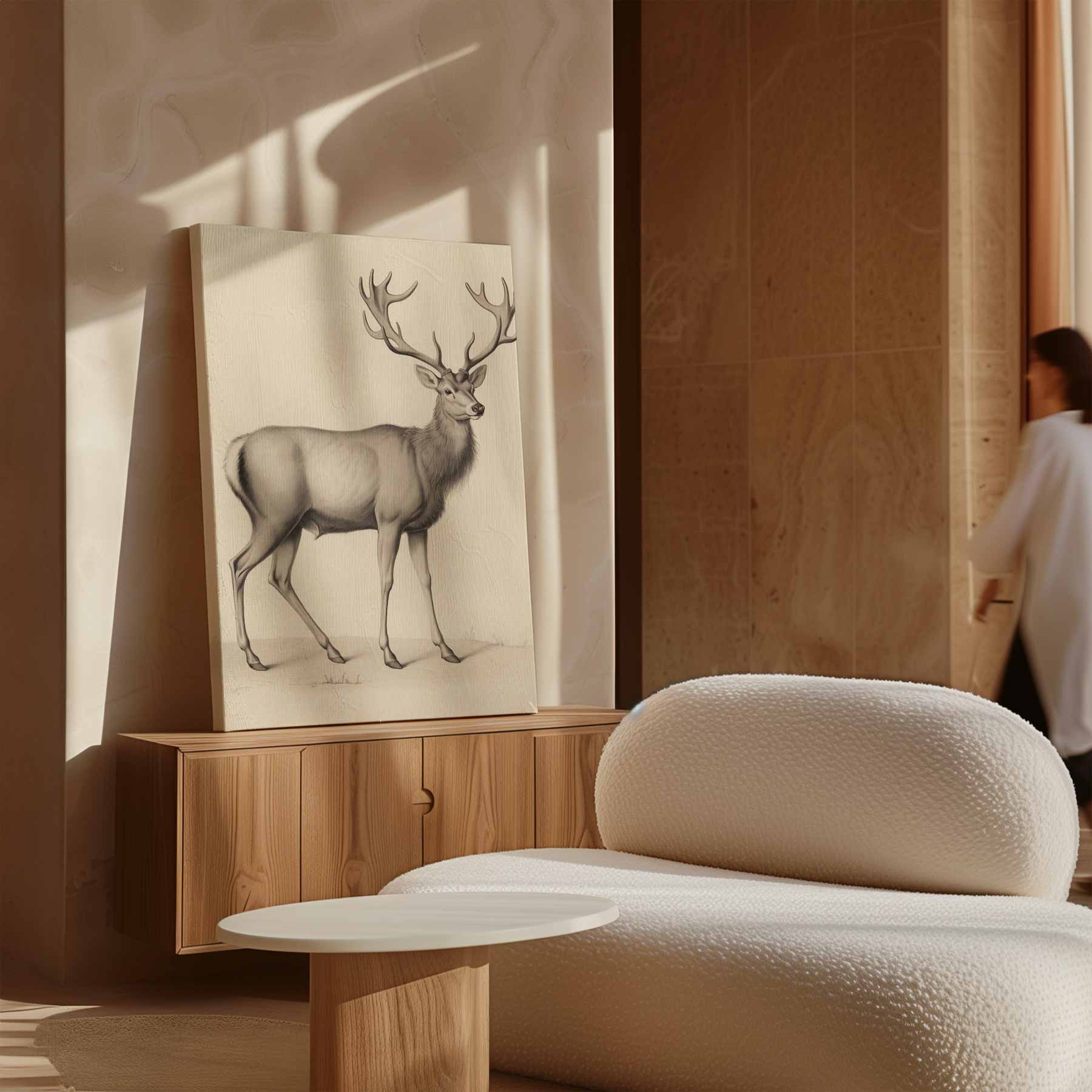 Elegante Hertenschets Kunstwerk-canvas-dibond-plexiglas-wanddecoratie-WallArtistic