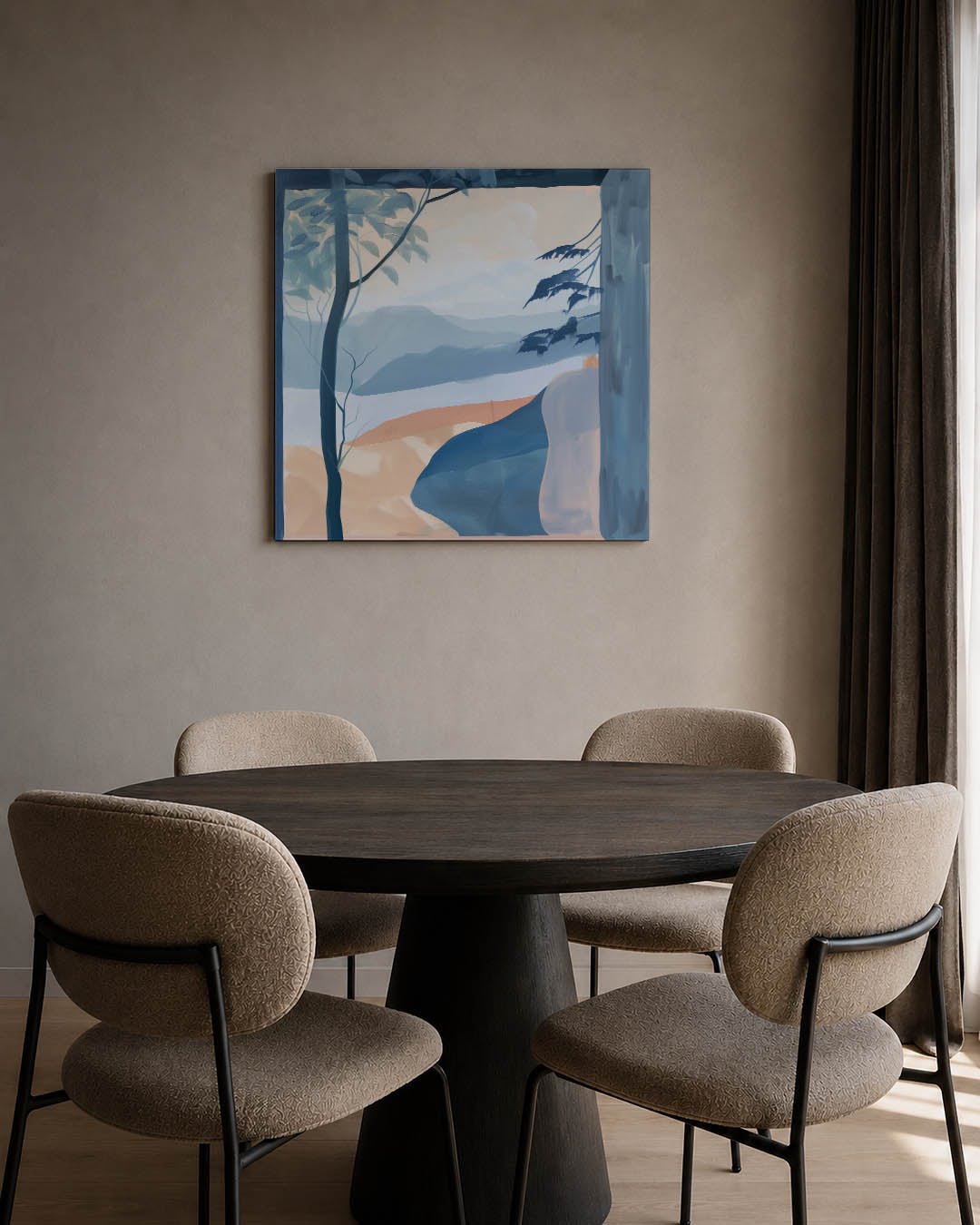 Landschap met blauwtinten Kunstwerk