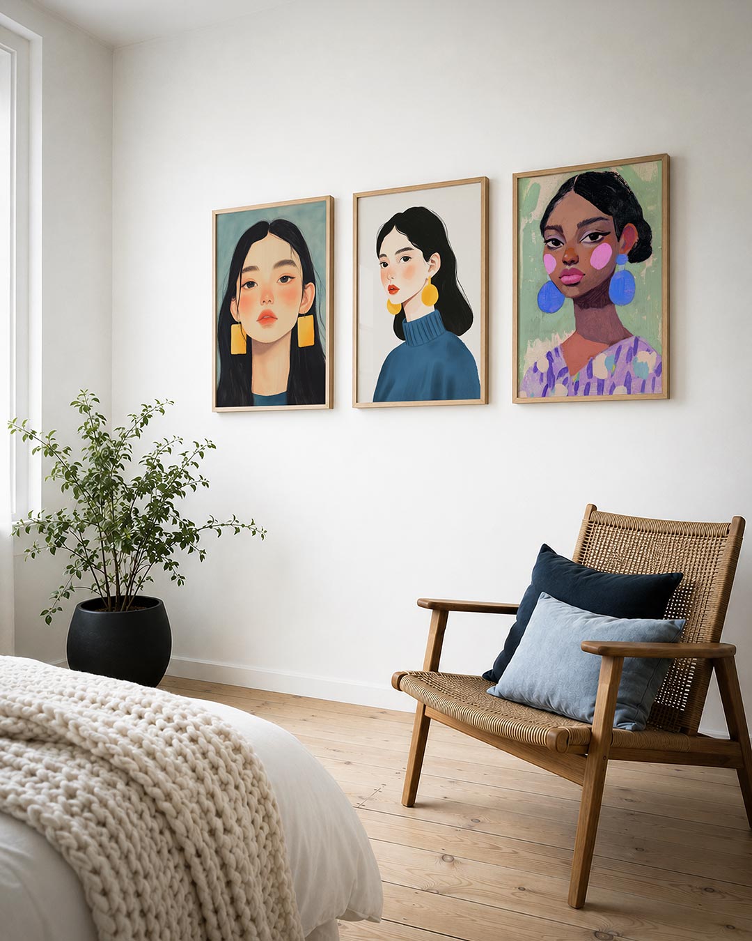 Portret met kleuraccenten Posterset