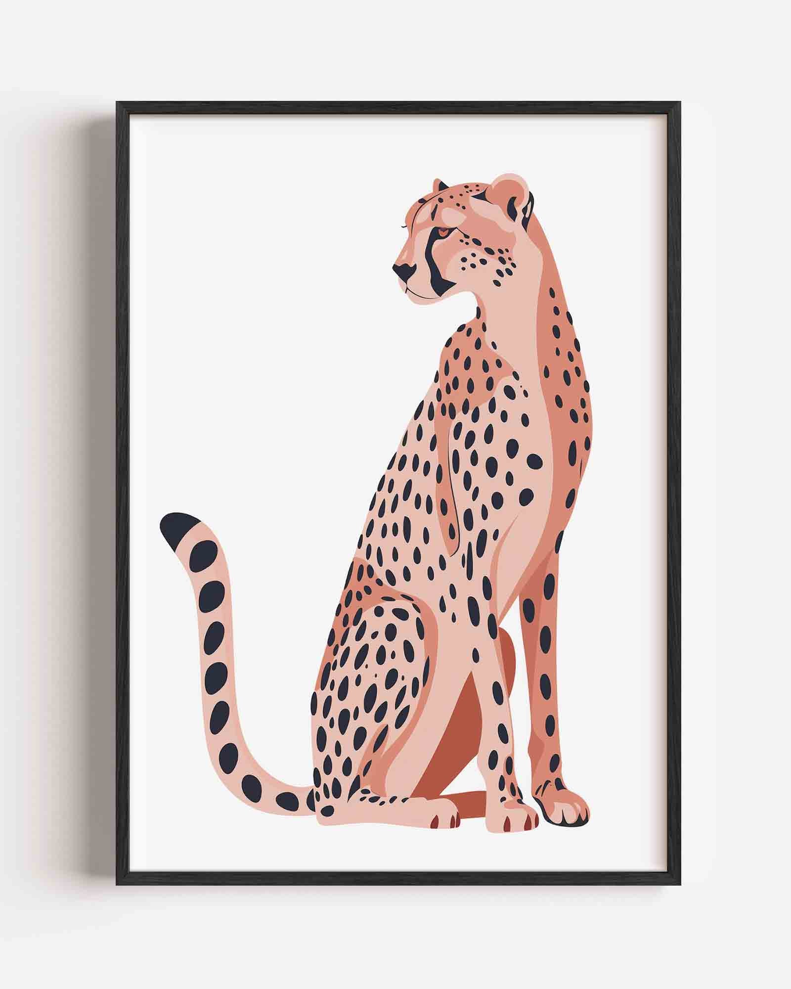 Zittende cheetah Poster