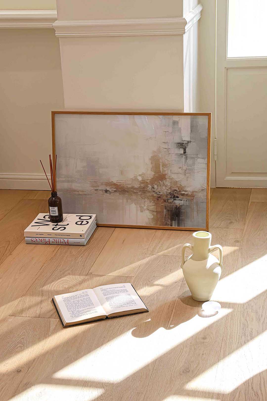 Abstracte beige en grijze Poster