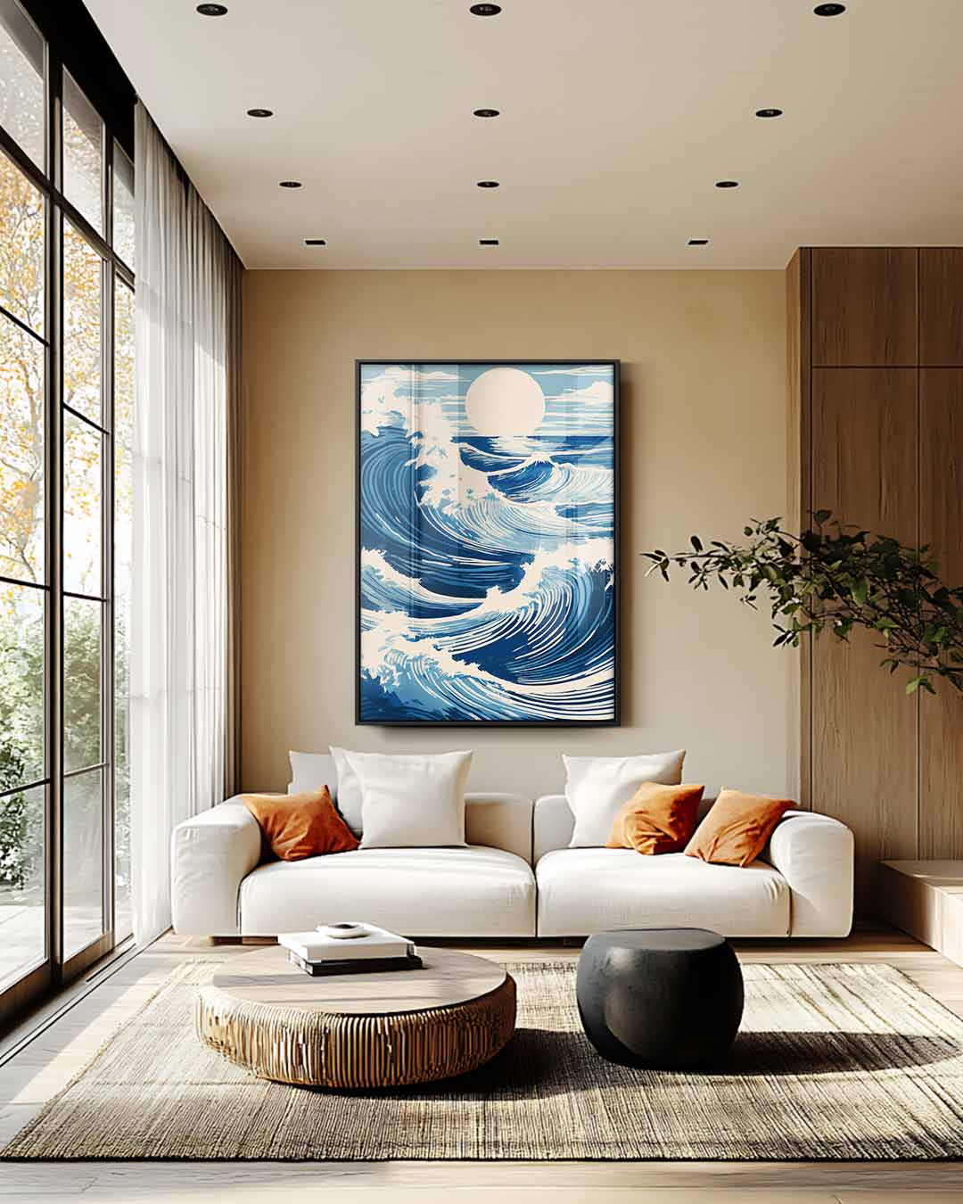Golven van de Zonsondergang Kunstwerk-canvas-dibond-plexiglas-wanddecoratie-WallArtistic