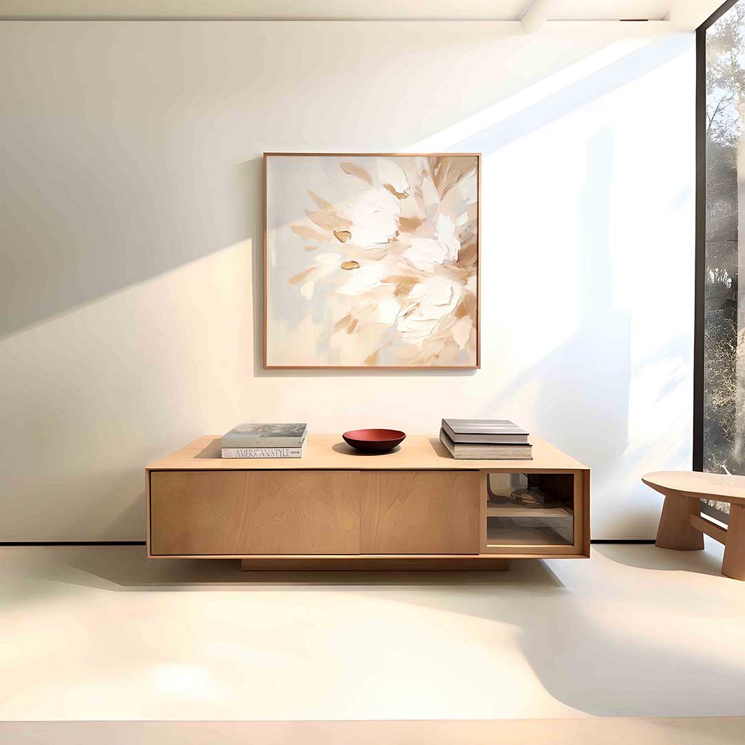Bloemmotief in beige Poster