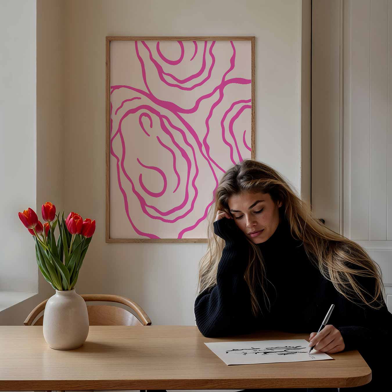 Moderne Pastel Oyster Print Poster-WallArtistic