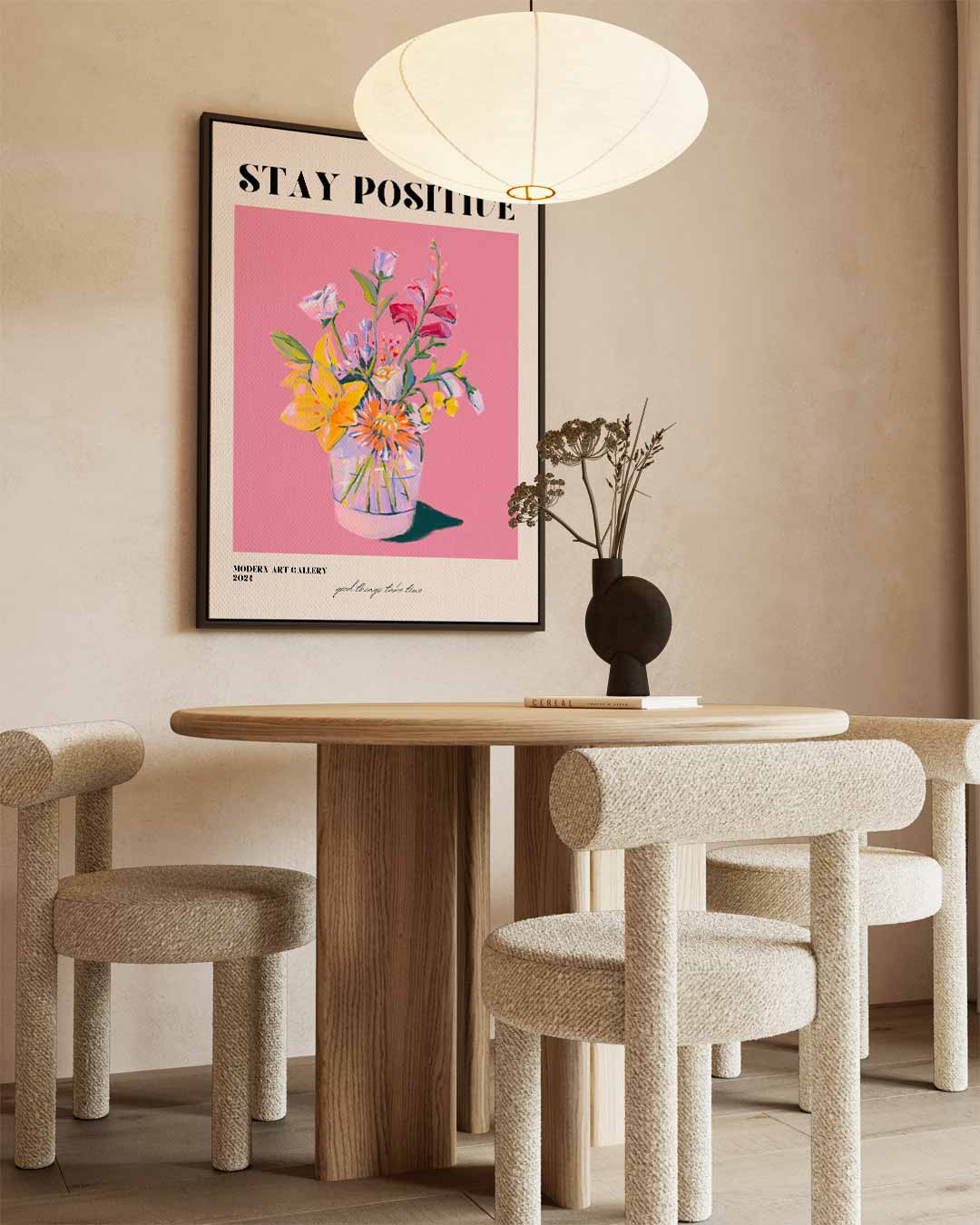 Bloemrijke Positiviteit Kunstwerk-canvas-dibond-plexiglas-wanddecoratie-WallArtistic