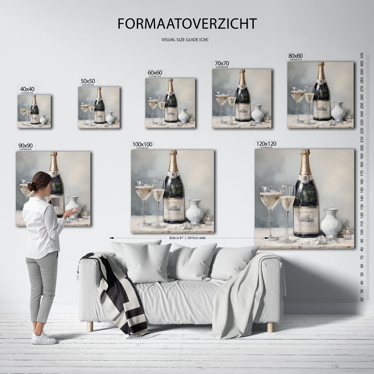 Champagnefles en glazen Poster