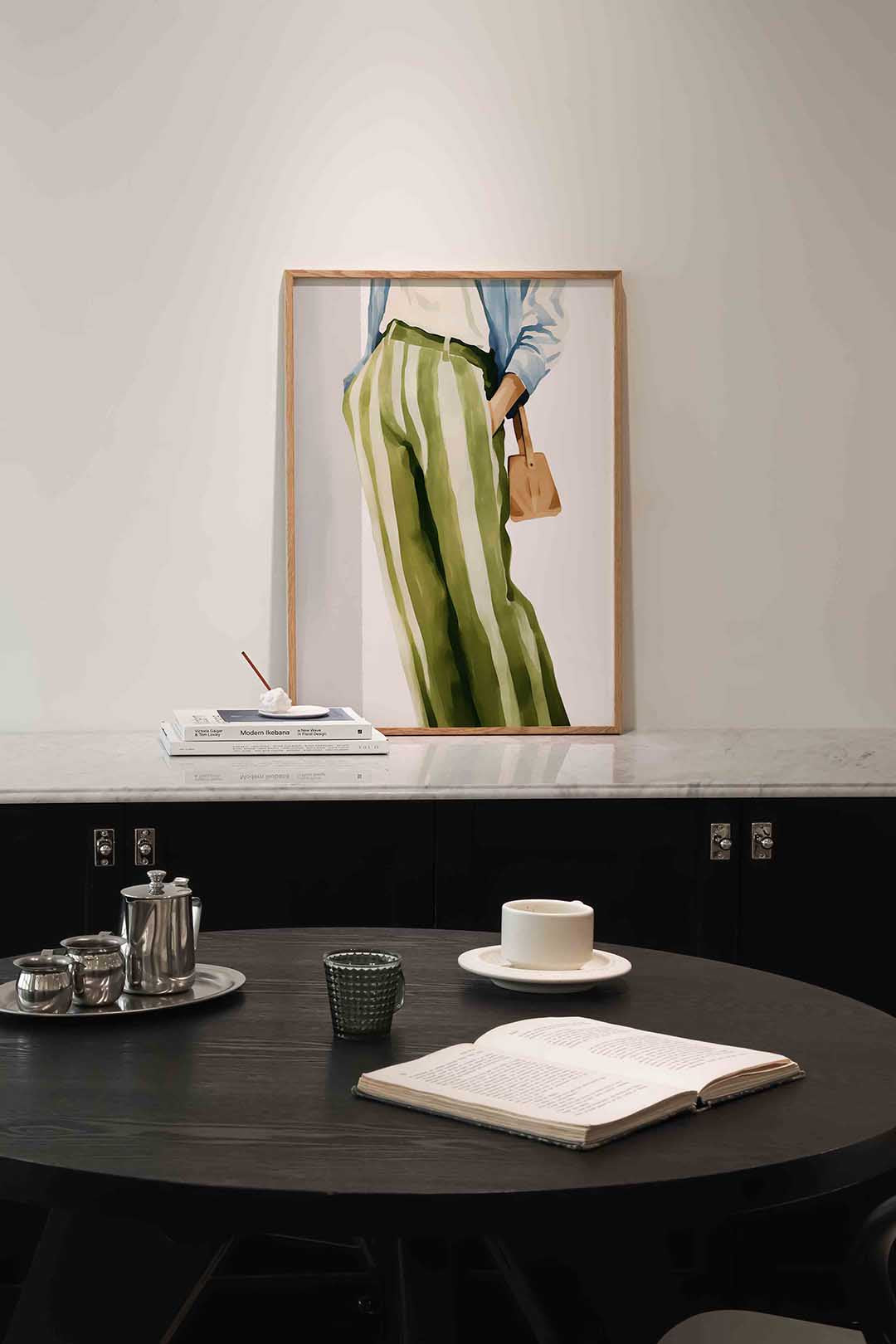 Gestreepte broek en tas Poster